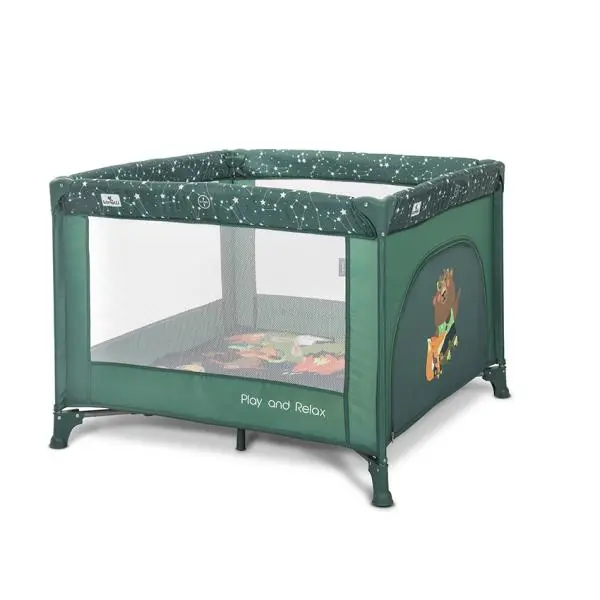 Tarc de joaca Lorelli Play N Relax Green Night 100x100x75 cm, deschidere laterala cu fermoar, geanta de transport