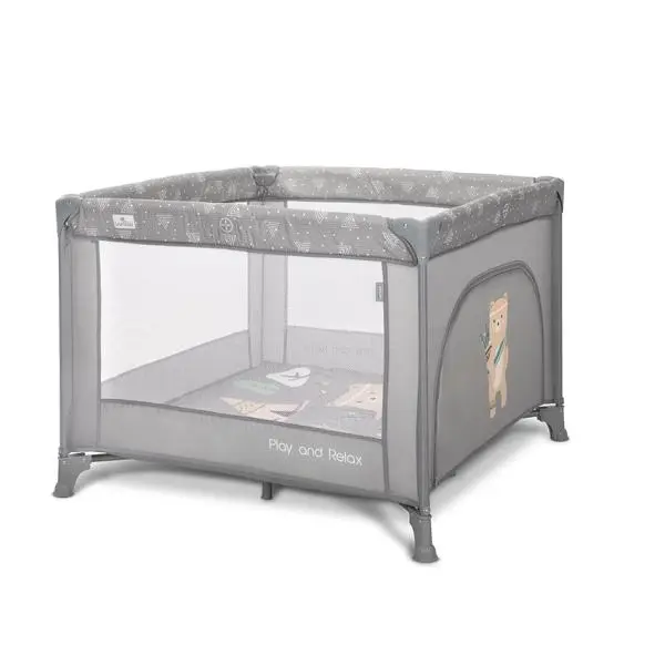 Tarc de joaca Lorelli Play N Relax Grey Adventure 100x100x75 cm, deschidere laterala cu fermoar, geanta de transport