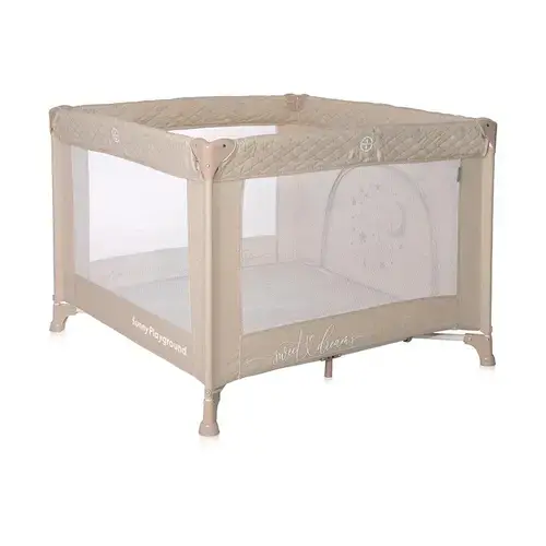 Tarc de joaca Sunny Playground, 0-36 luni, maxim 15 kg, pliabil, mecanism siguranta, saltea 2 cm si sezut intarit, Frog Beige Star