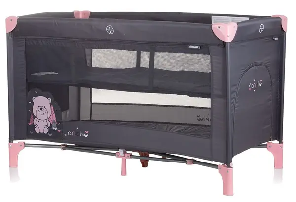Tarc portabil cu 2 niveluri Chipolino - Ariel, flamingo