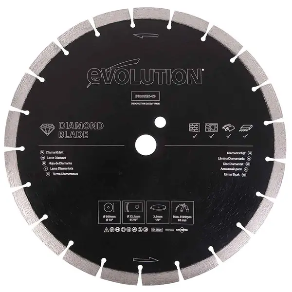 Tarcza diamentowa Evolution 300 mm, segmentowa krawędź, do betonu, kamienia, cegły