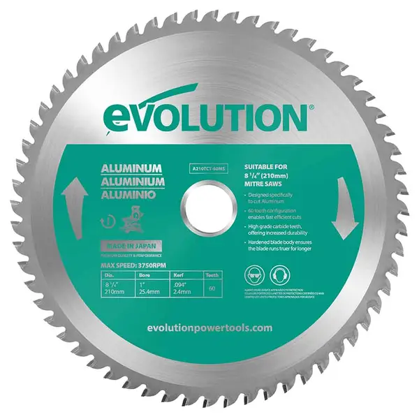 Tarcza TCT do aluminium Evolution 210 mm 60T