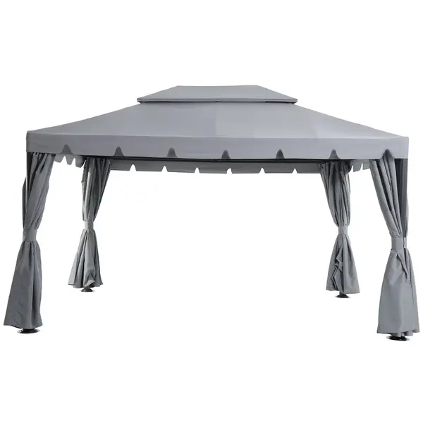 Tarrington House Pavilion Tarrington House cu perete lateral VEOMS, aluminiu / otel / poliester, 4 x 3 m, cu ventilatie, hidrofug, gri-antracit