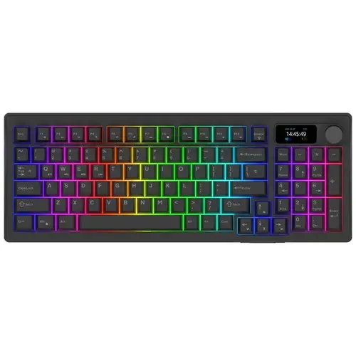 Tastatura AQIRYS Atria, Wireless 2.4 GHz, Bluetooth, Wired, iluminare RGB (Negru)
