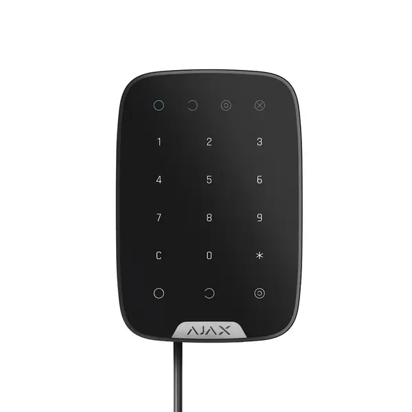 Tastatura cu touch cablata Ajax Keypad Fibra BL, 15 taste, silent alarm, 2000 m, 4 fire