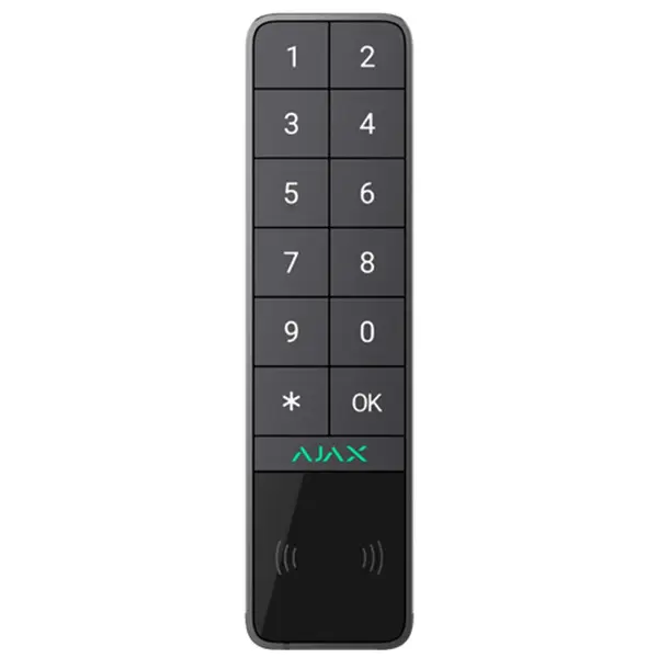 Tastatura exterior wireless Ajax Keypad Outdoor, 868 MHz, Mifare 13.56 MHz, RF 1700 m, compatibil Hub Jeweller, acces prin cod PIN/card/breloc DESFire/smartphone prin Bluetooth, Grad 2, gri
