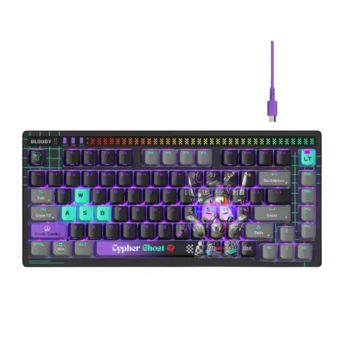 Tastatura Gaming A4Tech A75 Cypher Ghost, iluminare RGB LED, Wired (Multicolor)
