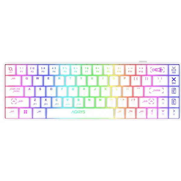 Tastatura gaming Aqirys Mira 2.0, RGB, HaiMu Red Switch, Mecanica, Alb