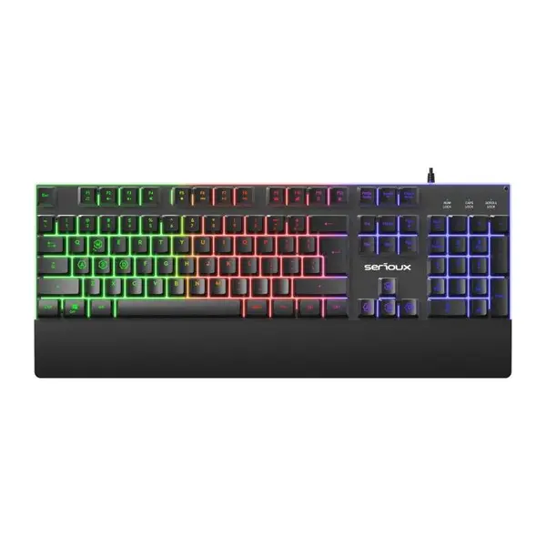 Tastatura gaming cu fir Serioux Nexor, Iluminata, Anti-ghosting, Negru