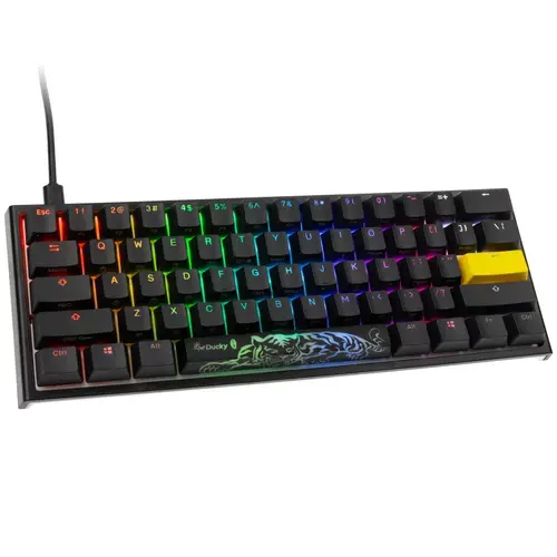 Tastatura Gaming Ducky One 2 Pro Mini, iluminare RGB, Wired, USB, Cherry Silent Red (Negru)