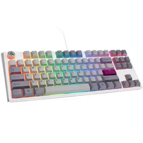 Tastatura Gaming Ducky One 3 TKL Mist, iluminare RGB, Wired, USB, Cherry MX Ergo-Clear (Gri/Alb)