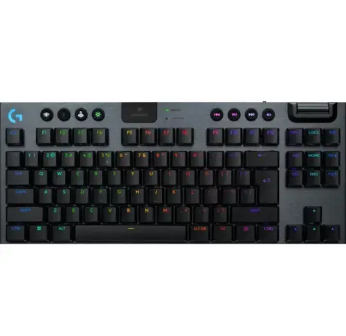 Tastatura Gaming Logitech G915 X Lightspeed TKL, iluminare RGB, Switch GL Clicky, Mecanica, Wireless (Negru)
