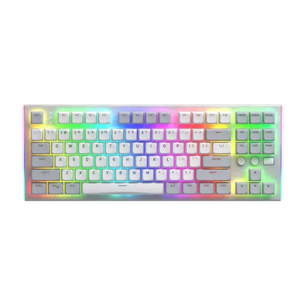 Tastatura gaming mecanica cu fir Hator Gravity TKL, conectivitate USB, iluminare RGB, tip switch HATOR Aurum Orange Linear rev.2.0, material taste ABS, Alb
