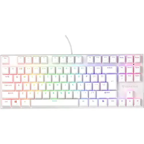 Tastatura Gaming Mecanica Genesis Thor 303 TKL, USB, Iluminare RGB, Switch-uri Outemu Peach Silent (Alb)