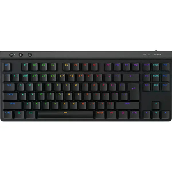 Tastatura gaming mecanica Logitech G515 TKL, Wireless, Bluetooth, USB, Layout US, Negru