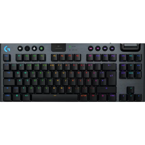 Tastatura gaming mecanica Logitech G915 X LightSpeed TKL, Wireless, Clicky Switch, Negru