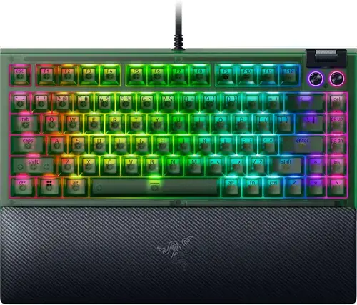 Tastatura Gaming Mecanica Razer BlackWidow V4 75%, USB Type-C, Chroma RGB, Switch Tactile, Suport incheietura (Verde)