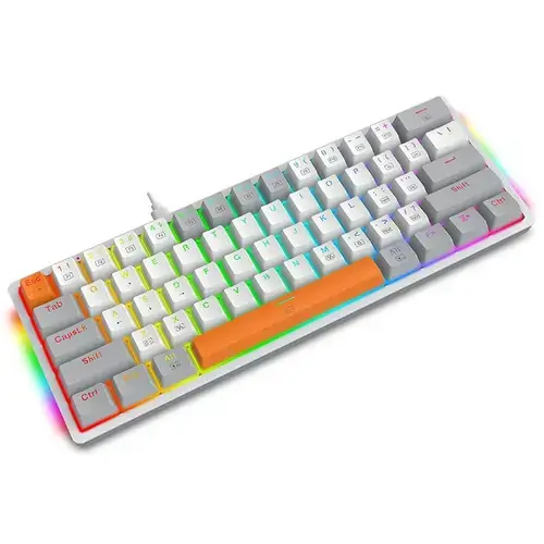 Tastatura gaming mecanica Redragon Akali, iluminare RGB, switch-uri rosii, Gri