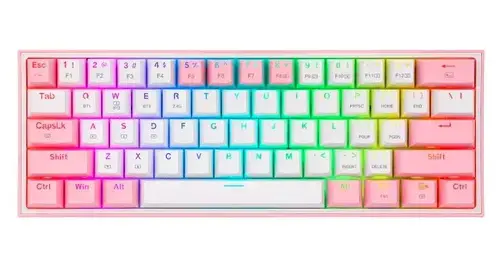 Tastatura gaming mecanica Redragon Fizz Pro, Bluetooth, iluminare RGB (Roz)