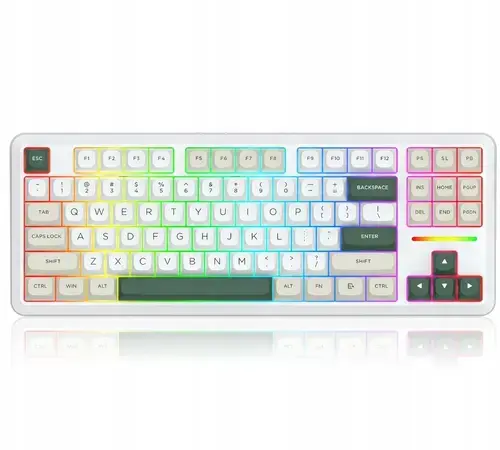 Tastatura Gaming Mecanica Redragon K734WCG-RGB-PRO, USB, Bluetooth, Wireless 2.4GHz, TKL, Iluminare RGB, Anti-Ghosting, Switch-uri RPC (Alb)