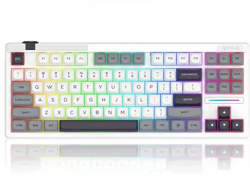 Tastatura Gaming Mecanica Redragon OTIIM K729WGB-RGB-PRO, USB, Bluetooth, Wireless 2.4GHz, Iluminare RGB, Switch-uri Bullet QL, TKL, Layout US (Alb)
