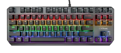 Tastatura Gaming Mecanica Trust GXT 834 Callaz RGB TKL Gaote Outemu Red Switch, USB layout US (Negru)