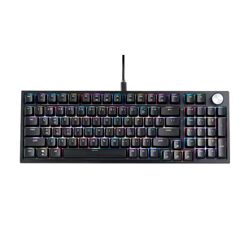 Tastatura Gaming Mecanica XPG SORCERER, USB, Iluminare LED RGB, Switch-uri RED, Layout US English (Negru)