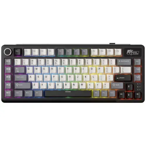 Tastatura Gaming Royal Kludge RK-L75, Beige switch, iluminare RGB, Wired, Wireless 2.4Ghz, Bluetooth (Multicolor)