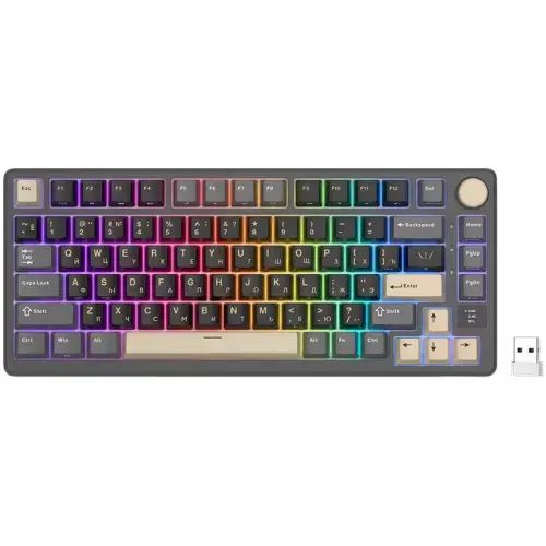 Tastatura Gaming Royal Kludge RK-M75, Silver switch, iluminare RGB, Wired, Wireless 2.4Gzh, Bluetooth (Multicolor)
