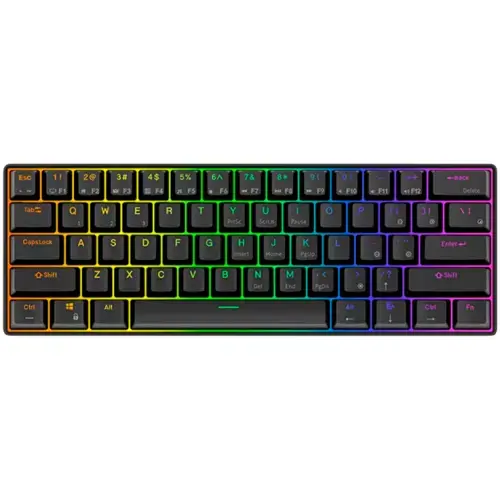 Tastatura Gaming Royal Kludge RK61, Brown switch, iluminare RGB, Wired, Wireless 2.4Ghz, Bluetooth (Negru)