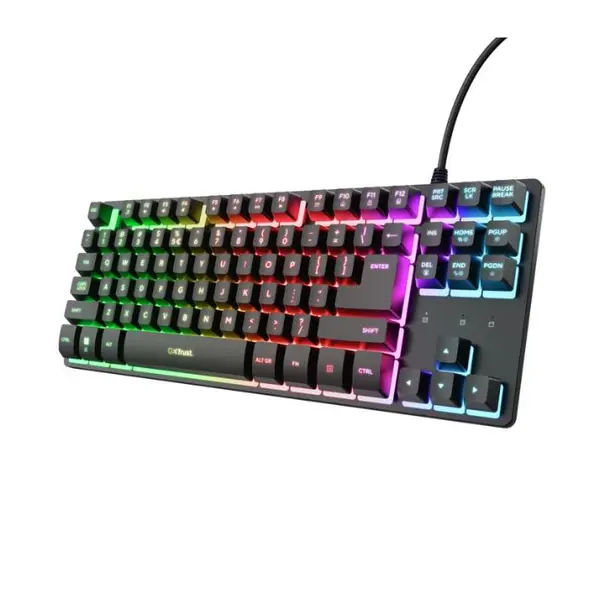 Tastatura gaming Trust cu fir GXT833W Thado TKL, compatibila cu PS4, Xbox One, Nintendo Switch, PS5, Negru