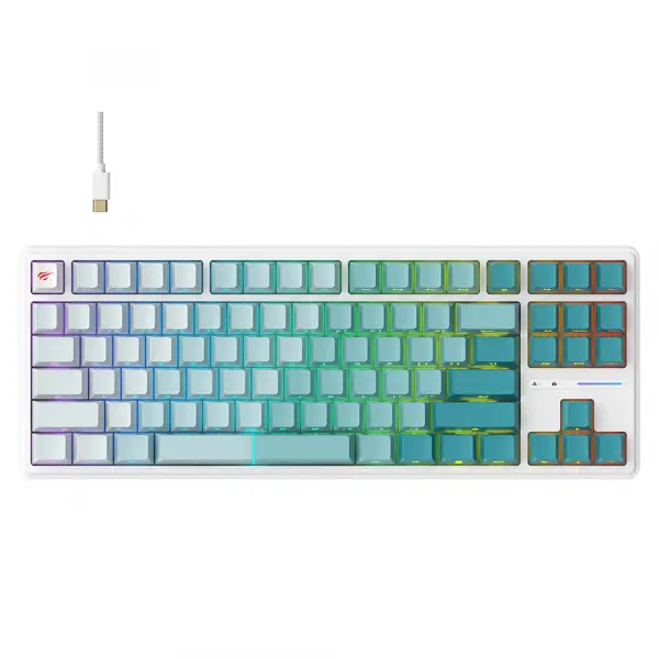 Tastatura Gaming Wired USB HAVIT KB901L, RGB, 1.8m, Alba Verde