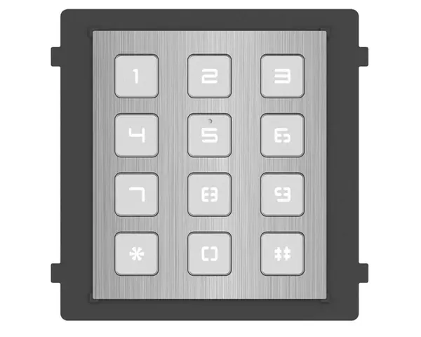 Tastatura Hikvision DS-KD-KP/S pentru videointerfon seria KD8, 12 butoane, montaj aparent/incastrat, IP65, IK07