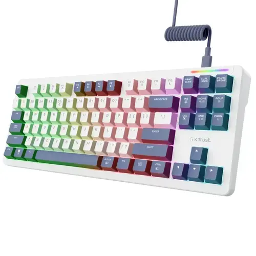 Tastatura mecanica cu fir Trust GXT 872 Xyra TKL, backlight, nr taste 87, Alb