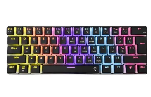 Tastatura Mecanica Gaming cu fir White Shark ASHIKO v2, RED Switch, Tip Compact Carry-On, Full Anti-Ghosting, Taste Iluminate Rainbow LED, Cablu 1.5m (Negru)