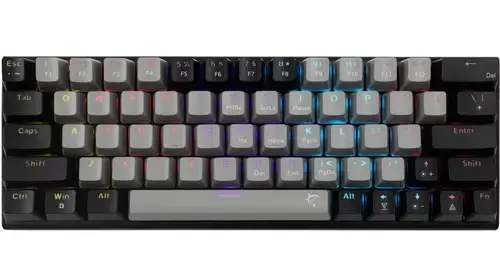 Tastatura Mecanica Gaming cu fir White Shark WAKIZASHI v2, RED Switch, Tip Compact Carry-On, Full Anti-Ghosting, Taste Iluminate Rainbow LED, Cablu 1.5m USB-C-USB-A Detasabil (Gri/Negru)