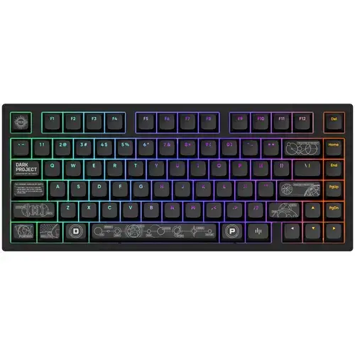 Tastatura Mecanica Gaming Dark Project ALU81A Terra Nova, Wireless, 81 keys, Full RGB, switch-uri g3ms Moonstone Pre-lubed, hot swap, carcasa aluminiu, Negru