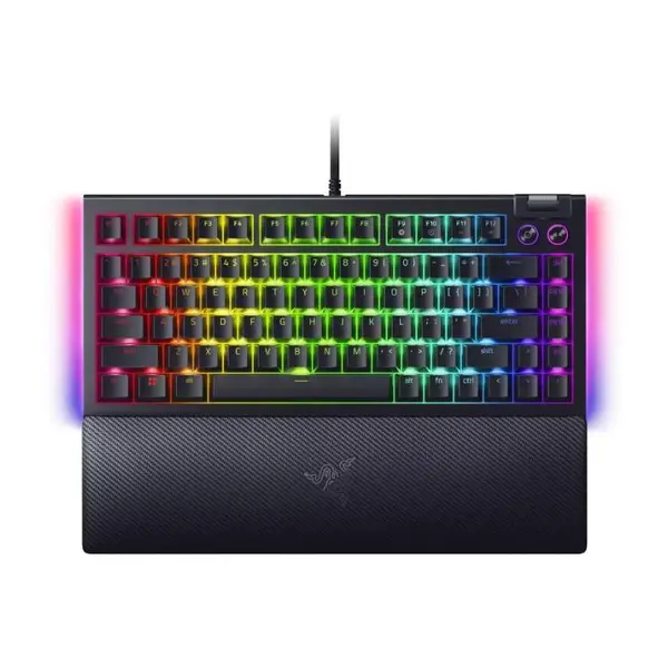 Tastatura mecanica gaming Razer BlackWidow V4 75%, taste ABS, layout Intls. US (ISO),iluminare RGB, cu 6 butoane customizabile, suport pentru incheietura magnetic, Negru
