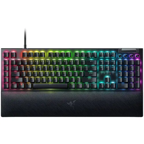 Tastatura mecanica gaming Razer BlackWidow V4 (Yellow Switch), taste ABS, layout US, iluminare RGB, cu 6 butoane customizabile, suport pentru incheietura magnetic (Negru)
