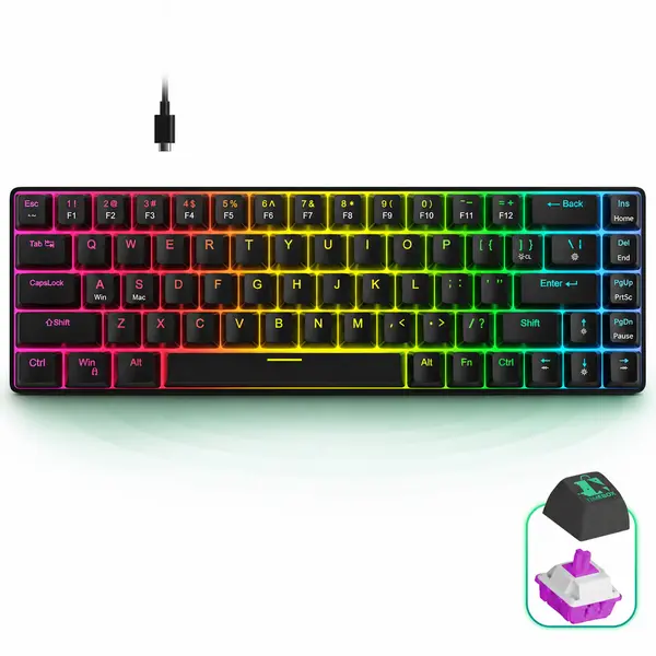 Tastatura Mecanica Gaming Timebox, 60%, Anti-Ghosting, Negru - Default Title