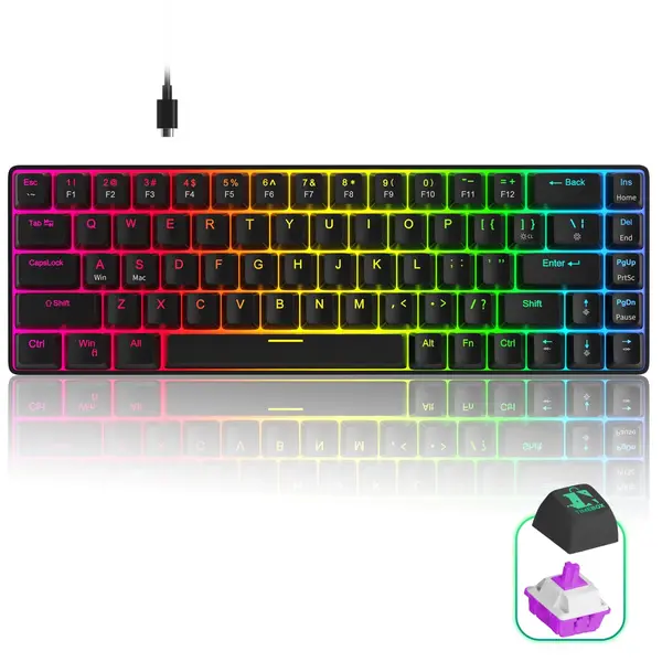 Tastatura Mecanica Gaming Timebox, 60%, Anti-Ghosting, Negru - Default Title