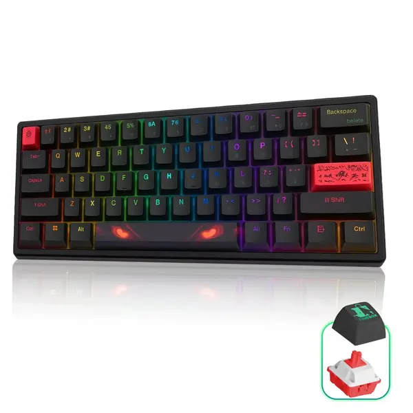 Tastatura mecanica gaming Timebox, 60%, Hot-Swap, USB-C, RGB programabil, Negru - Default Title