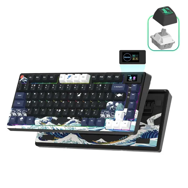 Tastatura mecanica gaming Timebox, 75%, Hot-Swap, Gasket, Negru - Default Title