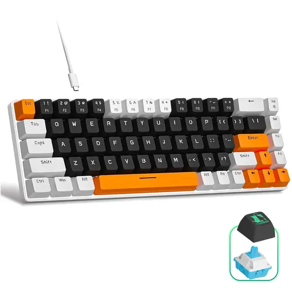 Tastatura Mecanica Gaming Timebox, Blue Switch, 60%, Lumini LED, Portocaliu - Default Title