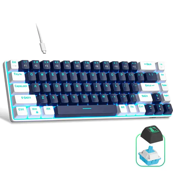 Tastatura Mecanica Gaming Timebox, Blue Switch, 60%, Lumini LED, Albastru / Ab - Default Title