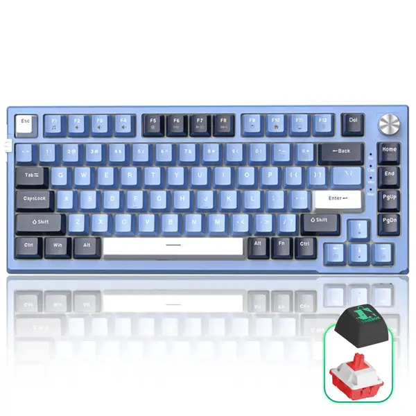Tastatura Mecanica Gaming Timebox, Blue Switch, 75%, Hot-Swap, TKL, Albastru - Default Title