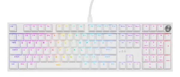 Tastatură mecanică Genesis - Thor 404, Outemu Peach Silent, RGB, alb
