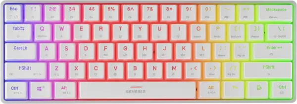 Tastatură mecanică Genesis - Thor 660 G2, wireless, Gateron Red, albă