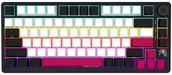 Tastatură mecanică Lorgar - KBP7075W, wireless, Linear, RGB, negru/roșu