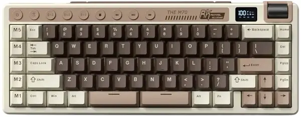 Tastatură mecanică Royal Kludge – M70, wireless, Cream, RGB, Mocha Grey
